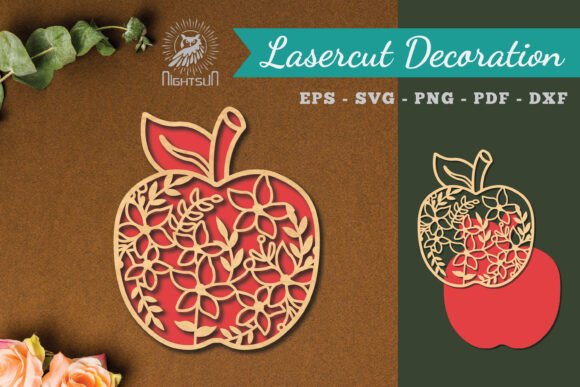Floral Apple Laser Cut Decoration 1: A Versatile Design Resource