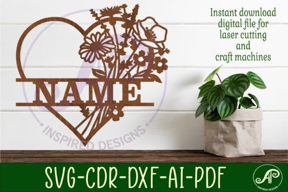 Heart Wild Flower Name Sign Svg Nursery