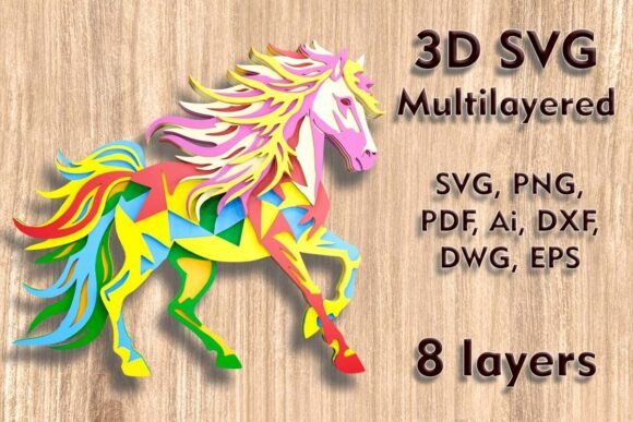 Horse 3D SVG Multilayer Laser Cut Files