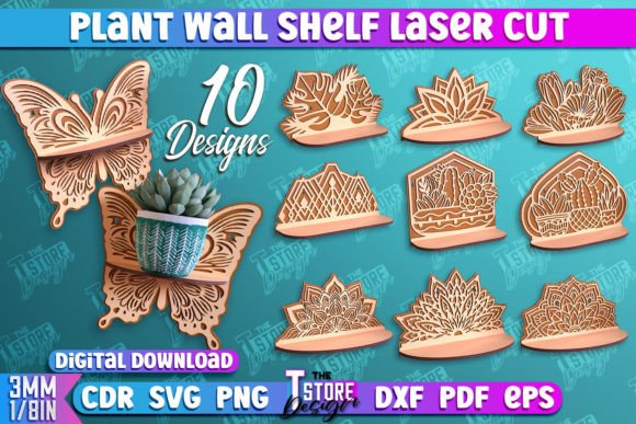Plant Wall Shelf Laser Cut Design Bundle