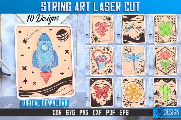 String Art Laser Cut Design Bundle CNC for Creative Projects