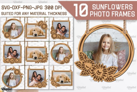 Sunflowers Photo Frames Laser Cut Bundle: A Creative Solution for Digital Designers