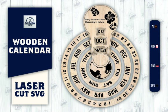 Wooden Calendar 2025 Laser Cut SVG