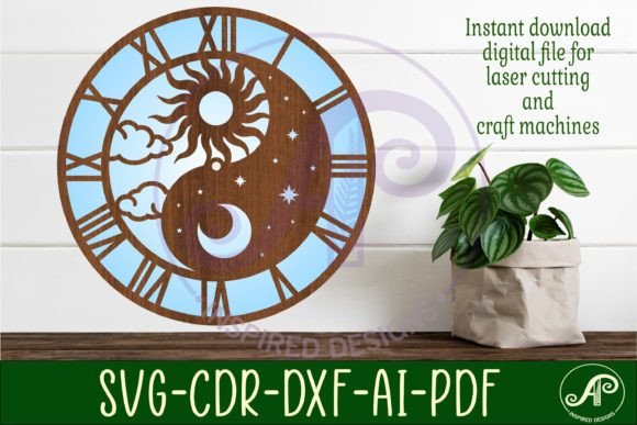 Yin Yang Sun and Moon Wall Clock Laser: A Strategic Design for Creative and Practical Use